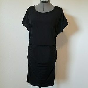 Jessica Simpson Black Ruched Short Sleeve Dress Sm
